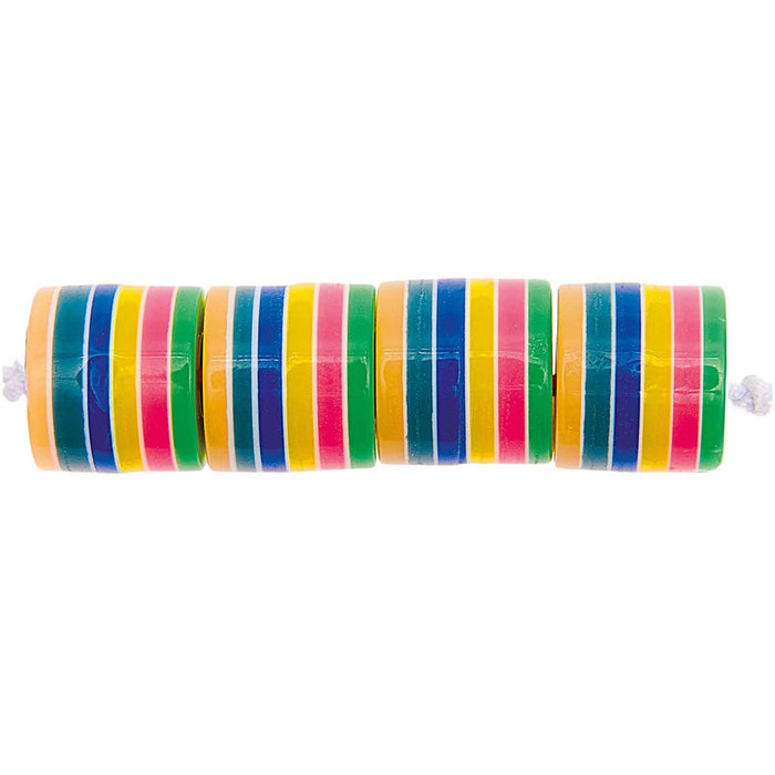 Striped Cylinder Beads Rainbow Pastel