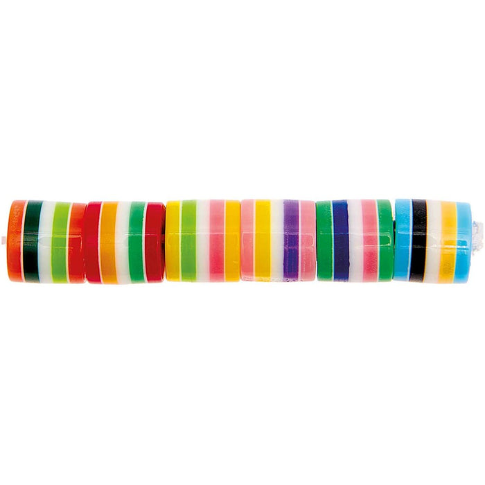 Striped Cylinder Beads Colour Mix