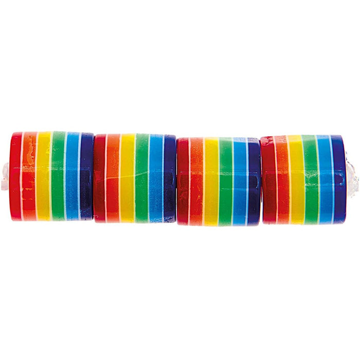 Striped Cylinder Beads Rainbow