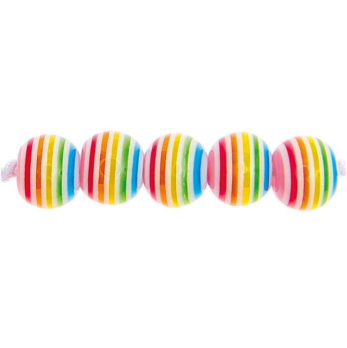 Striped Beads Rainbow White