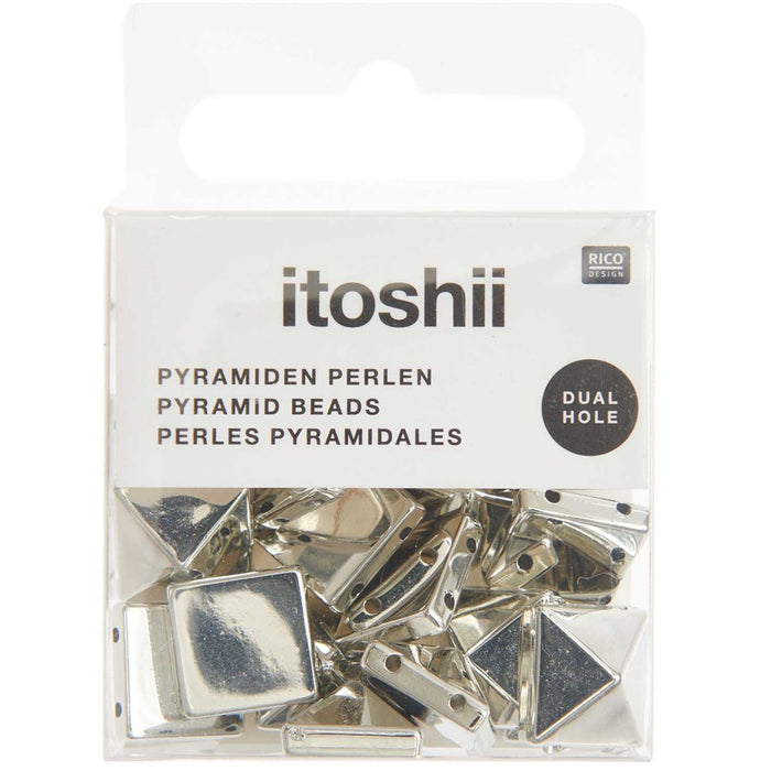 Pyramid Beads Square L Silver