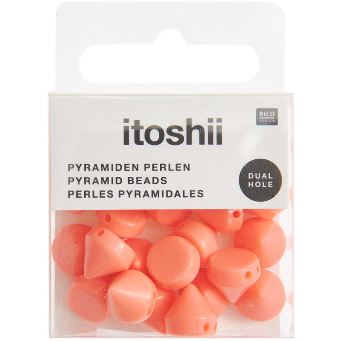 Pyramid Beads Round Neon Orange