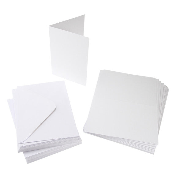 Cards Single Fold A6 White Budget 50 Pk