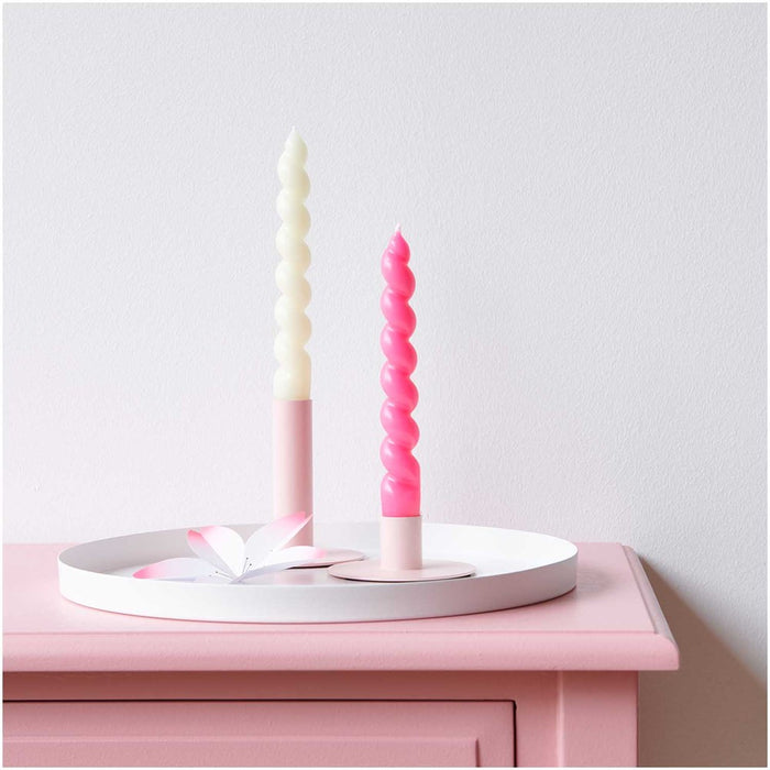 Candle Holder Tall Pink Metal