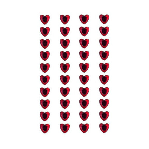 Rico - Rhinestone Sticker Hearts Red. 8mm7x15 cm