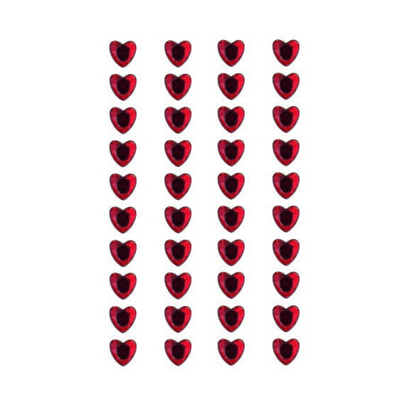 Rico - Rhinestone Sticker Hearts Red. 8mm7x15 cm