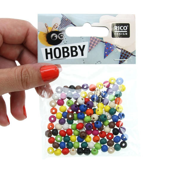 Rico - Wood Beads Multcol. 125 x 6 mm6 mm