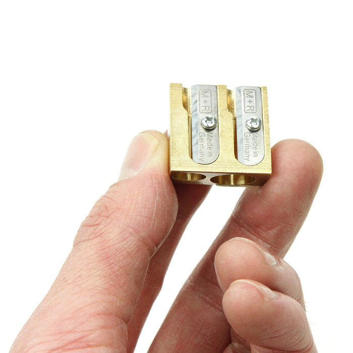 M+R Professional Solid Brass Wedge Doublen Hole Sharpener