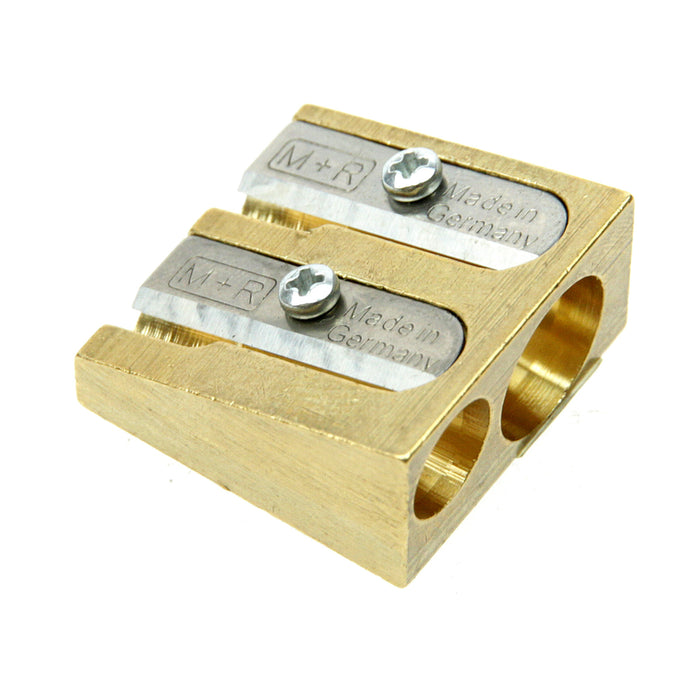 M+R Professional Solid Brass Wedge Doublen Hole Sharpener