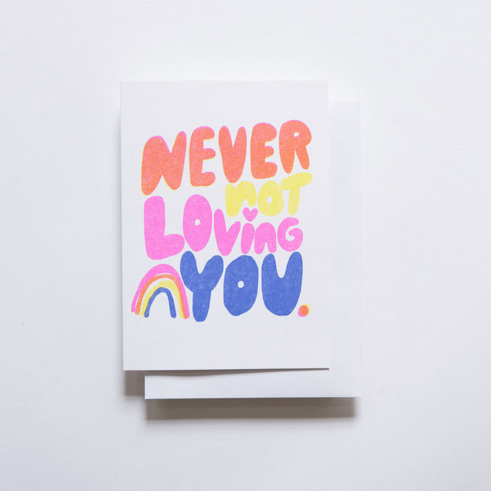 Yellow Owl Risograph Card - Never Not Loving You