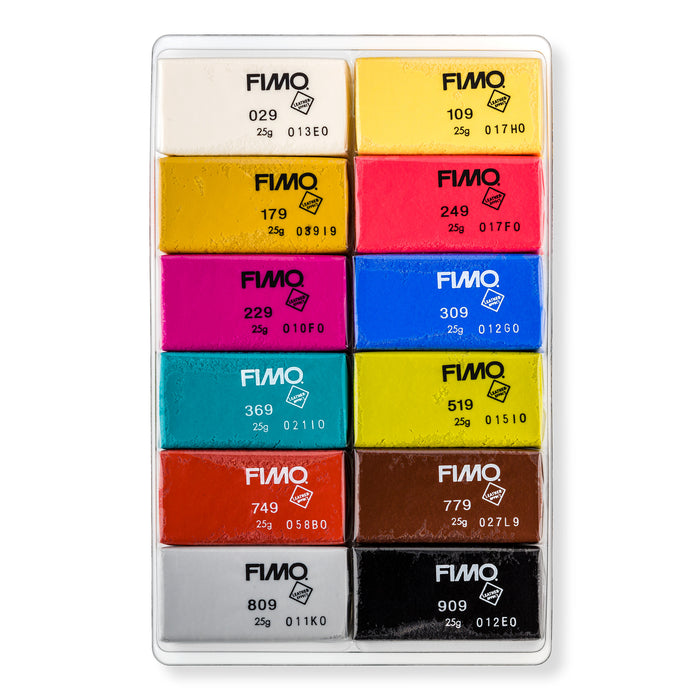 Set of 12 FIMO colours - leather effect