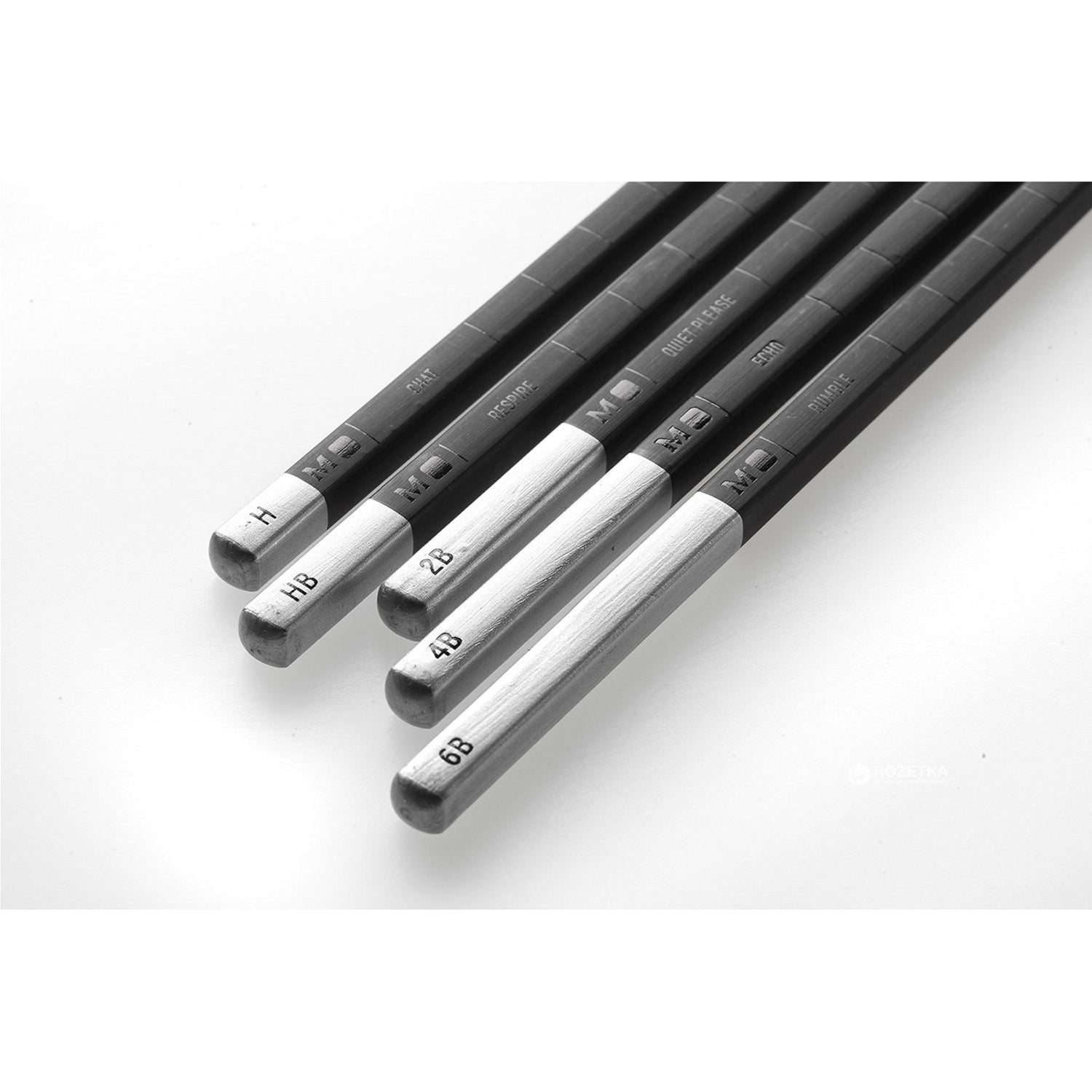 Ends of the pencils showing the grades.
