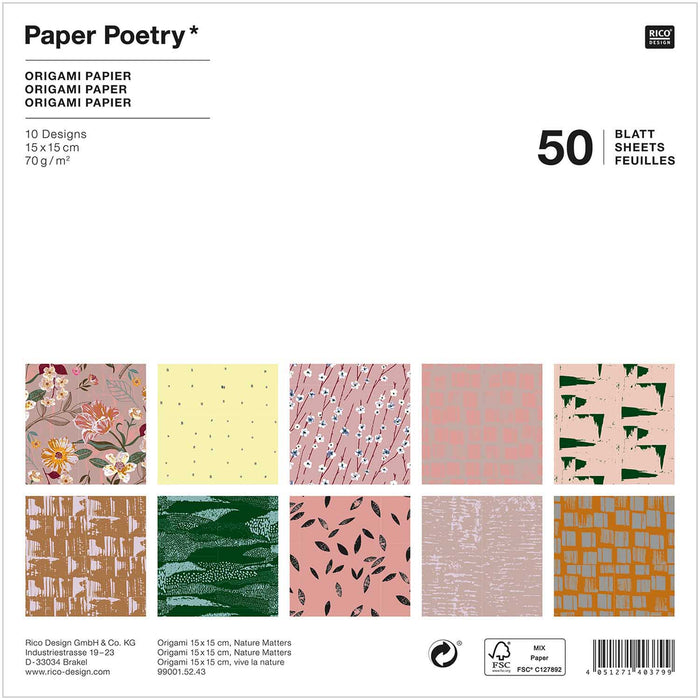 Rico Origami Paper Nature Matters 50 Sheets