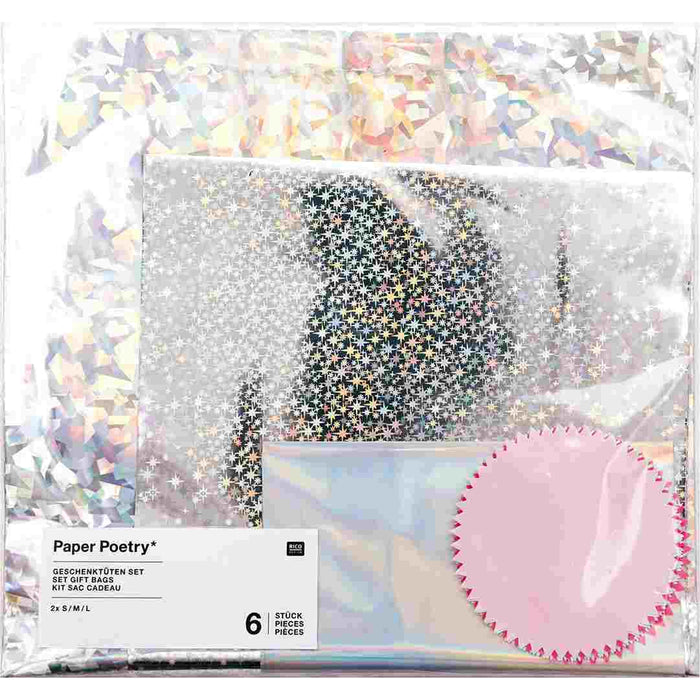Paper Poetry: Gift Bag and Labels Set of 6 Holographic