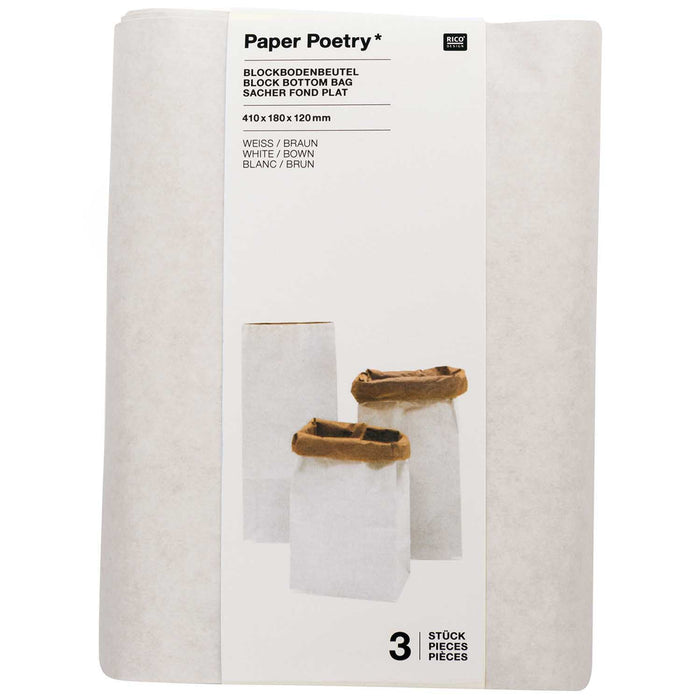 Paper Poetry: Maxi Block Bottom Bag White/Bown - Small
