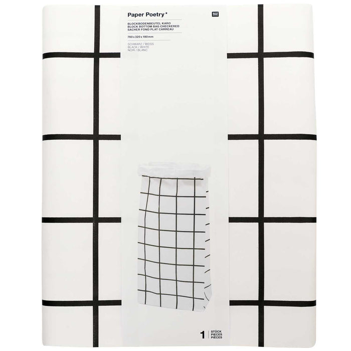 Paper Poetry: Maxi Block Bottom Bag Black Checkered - XL