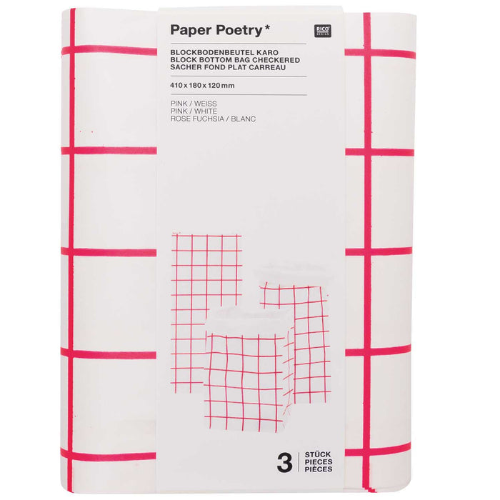 Paper Poetry: Maxi Block Bottom Bag Pink Checkered - Small