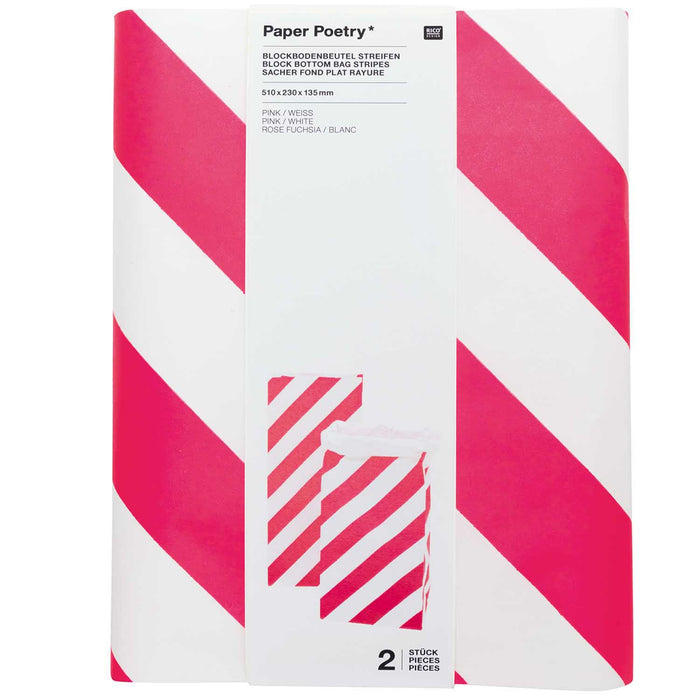 Paper Poetry: Maxi Block Bottom Bag Pink Stripes - Medium