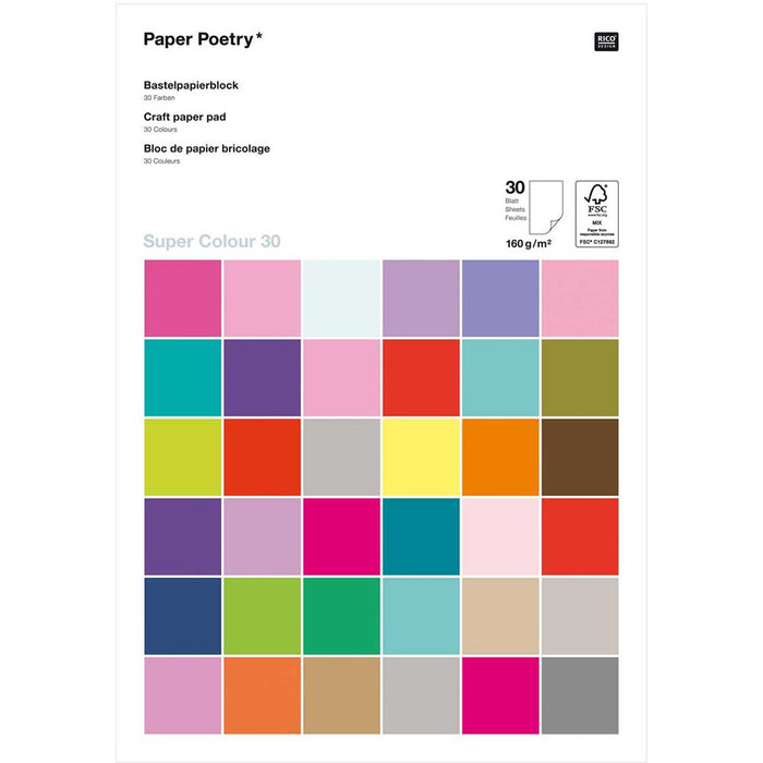 Paper Poetry: Craft Block Paper Pad 160g - Super Colours