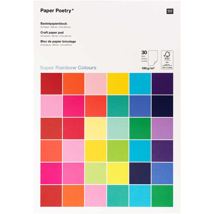 Rico Craft Paper Pad 180g - Super Rainbow Colours