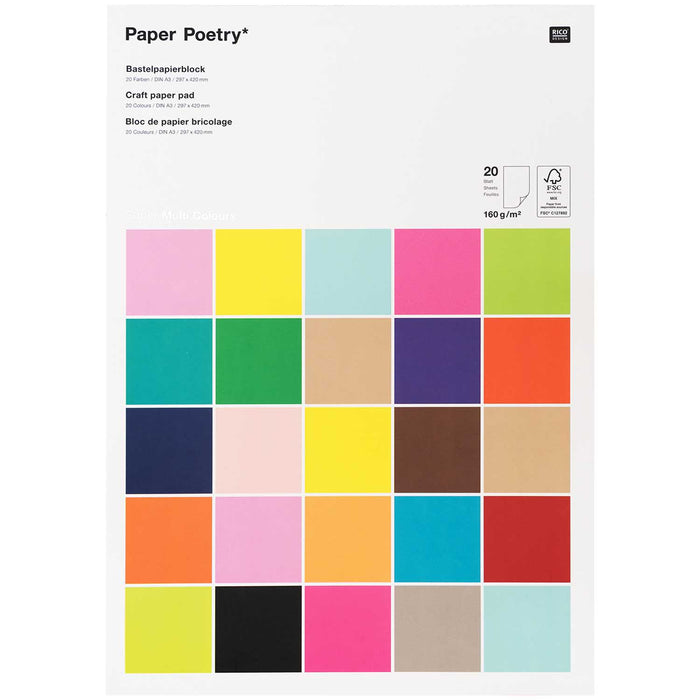 Paper Pad A3 160G - Super Multi Colours -