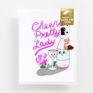 YOW - Magnetic Label Pin & Card - Cheers Pretty Lady Rose & Rosé