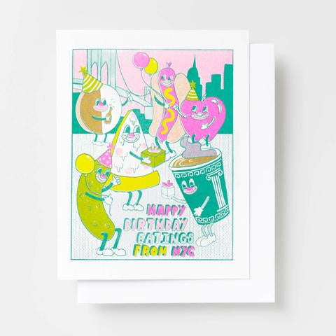 YOW - Risograph Card - NYC Birthday Eatings