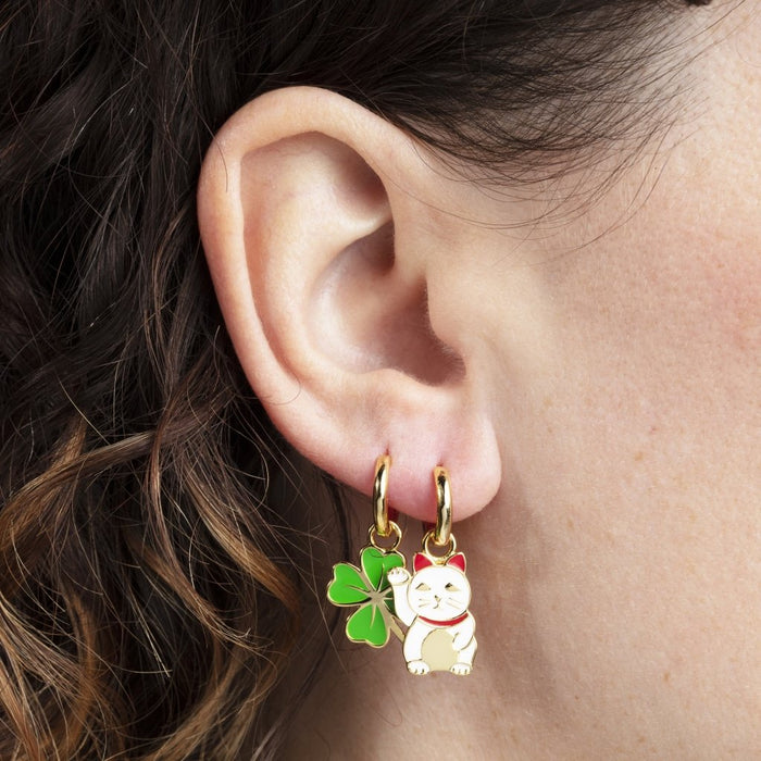 YOW: Earrings - Lucky Cat & Clover