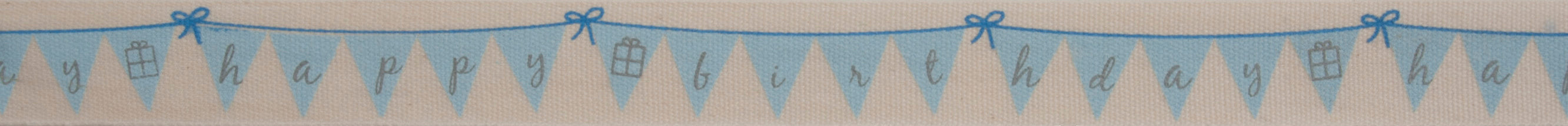 Natural Trim- Happy Birthday Bunting - Blue - 5m x 15mm
