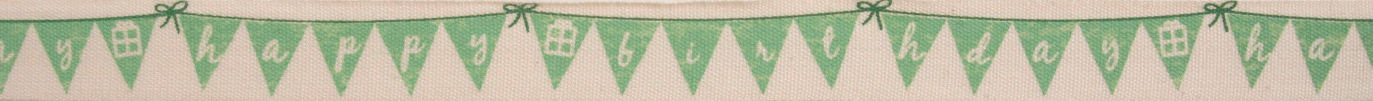 Natural Trim- Happy Birthday Bunting - Green - 5m x 15mm