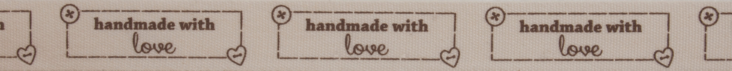 Natural Trim- Handmade with Love - Brown - 5m x 15mm