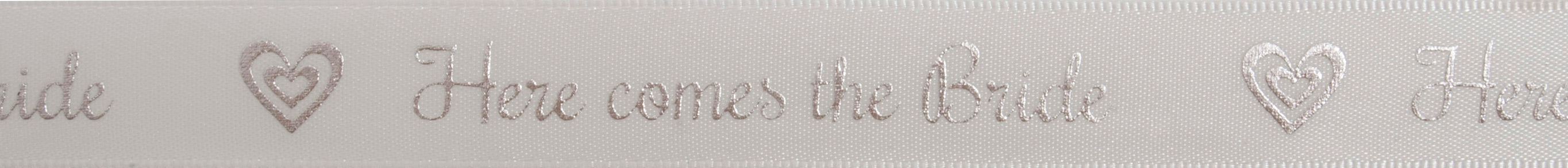 Satin - Here Comes The Bride - Silver - 5m x 15mm