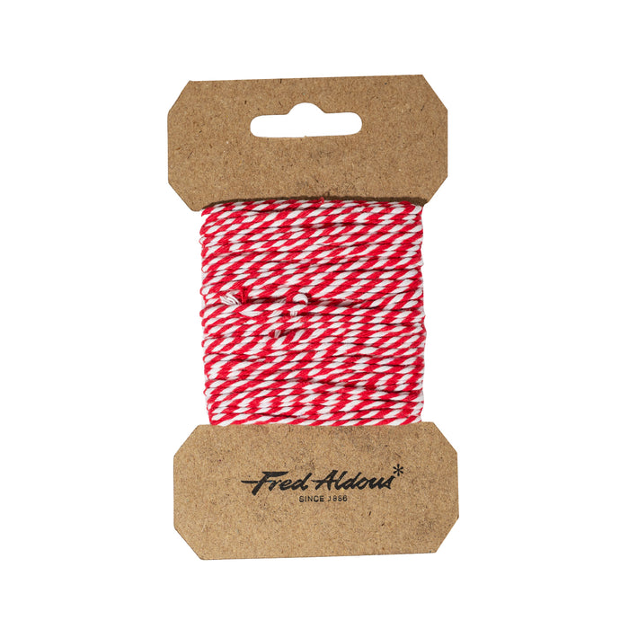 Bakers Twine 10M Card - Red & White