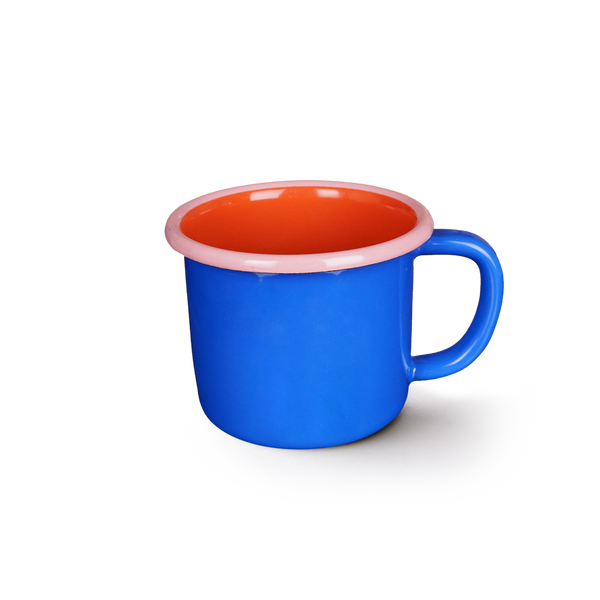 Colorama Large Mug 300cc Electric Blue & Coral with Pink rim