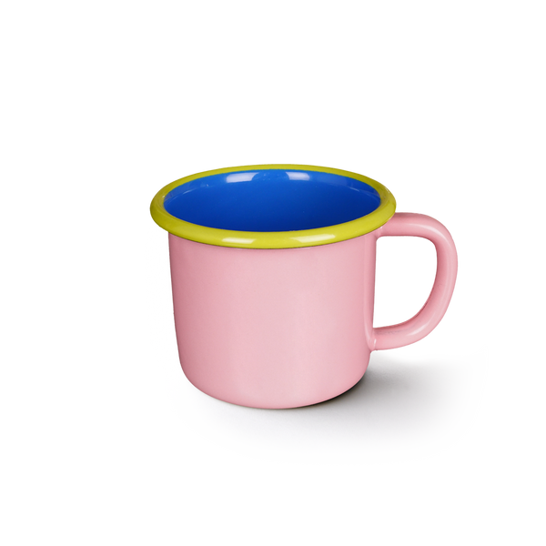 Colorama Large Mug 300cc Soft Pink & Electric Blue with Chartreuse Rim