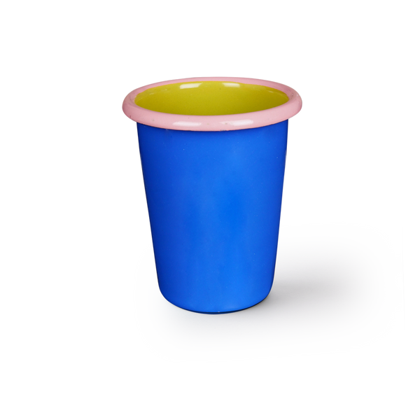 Colorama Small Tumbler 250cc Electric Blue & Chartreuse with Pink Rim