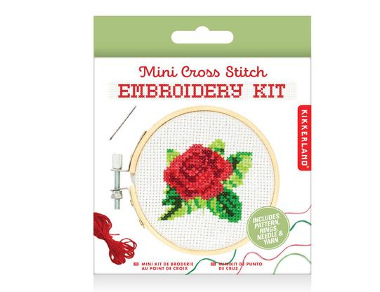 Kikkerland - Mini Cross Stitch Embroidery Kit - Rose