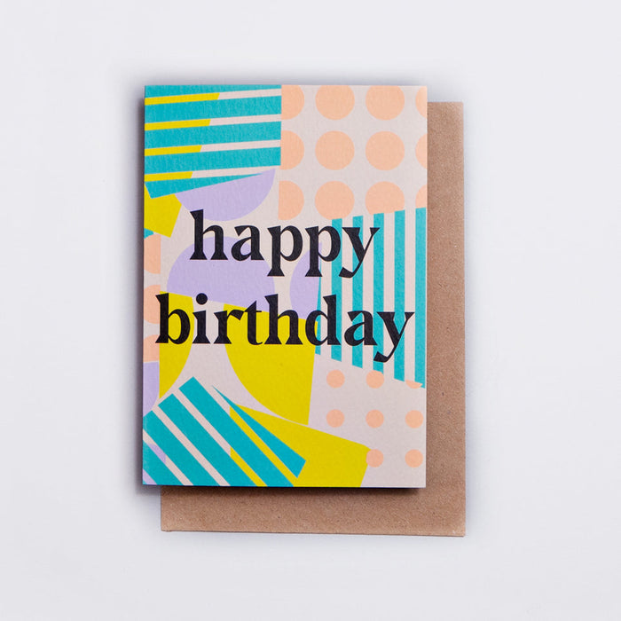 Spots and Stripes Happy Birthday Card