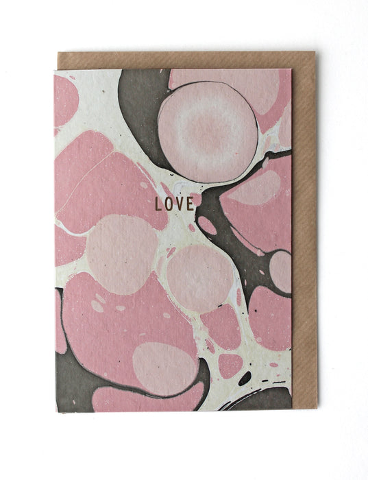 Marble Pink/Brown 'Love' Card & Envelope