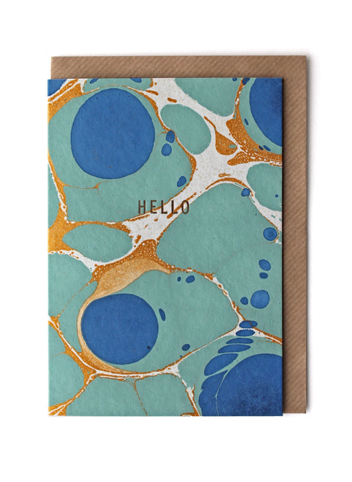 Marble Royal Blue Hello Card