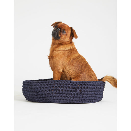 Midnight blue basket with dog.