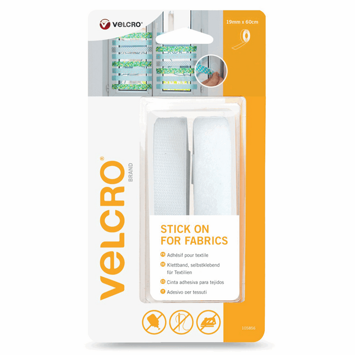 VELCRO® Stick On for Fabrics 60x1.9cm White