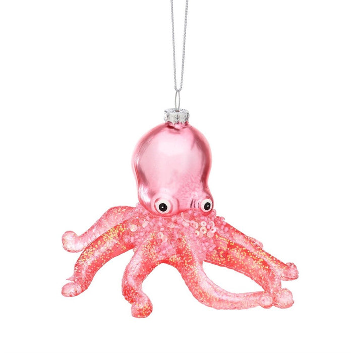 Glitter Octopus Shaped Bauble Pink