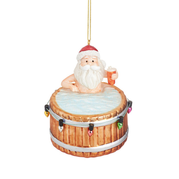 Santa In A Hot Tub Shaped Bauble