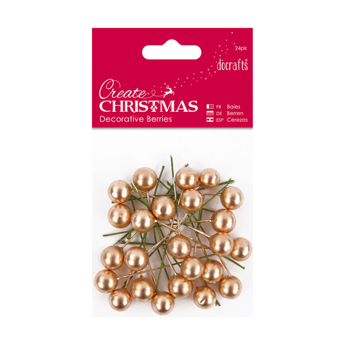 Create Christmas - Decorative Berries 24pk Frosted White
