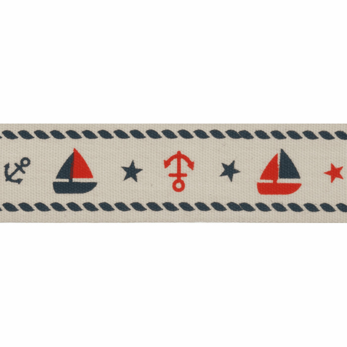 Natural Trim- 5m x 20mm - Nautical - Red & Navy