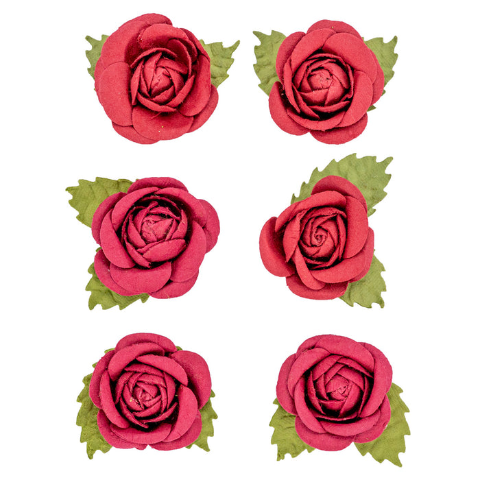 Red Paper Roses - pack of 6