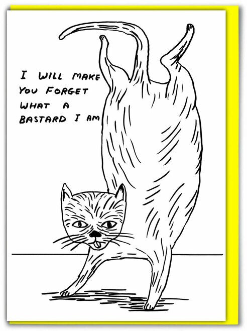 Bastard Cat David Shrigley Birthday Card