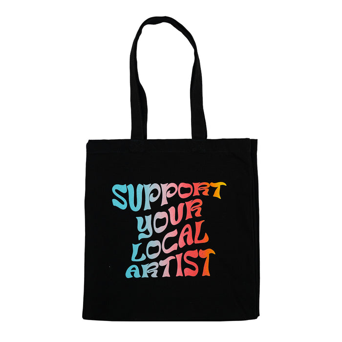 FA X Tara Collette Screen Printed Black Tote Bag - Support Your Local Artist