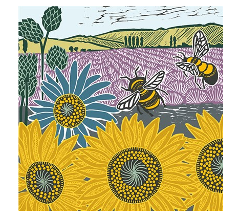 Sunflowers and Bees Card